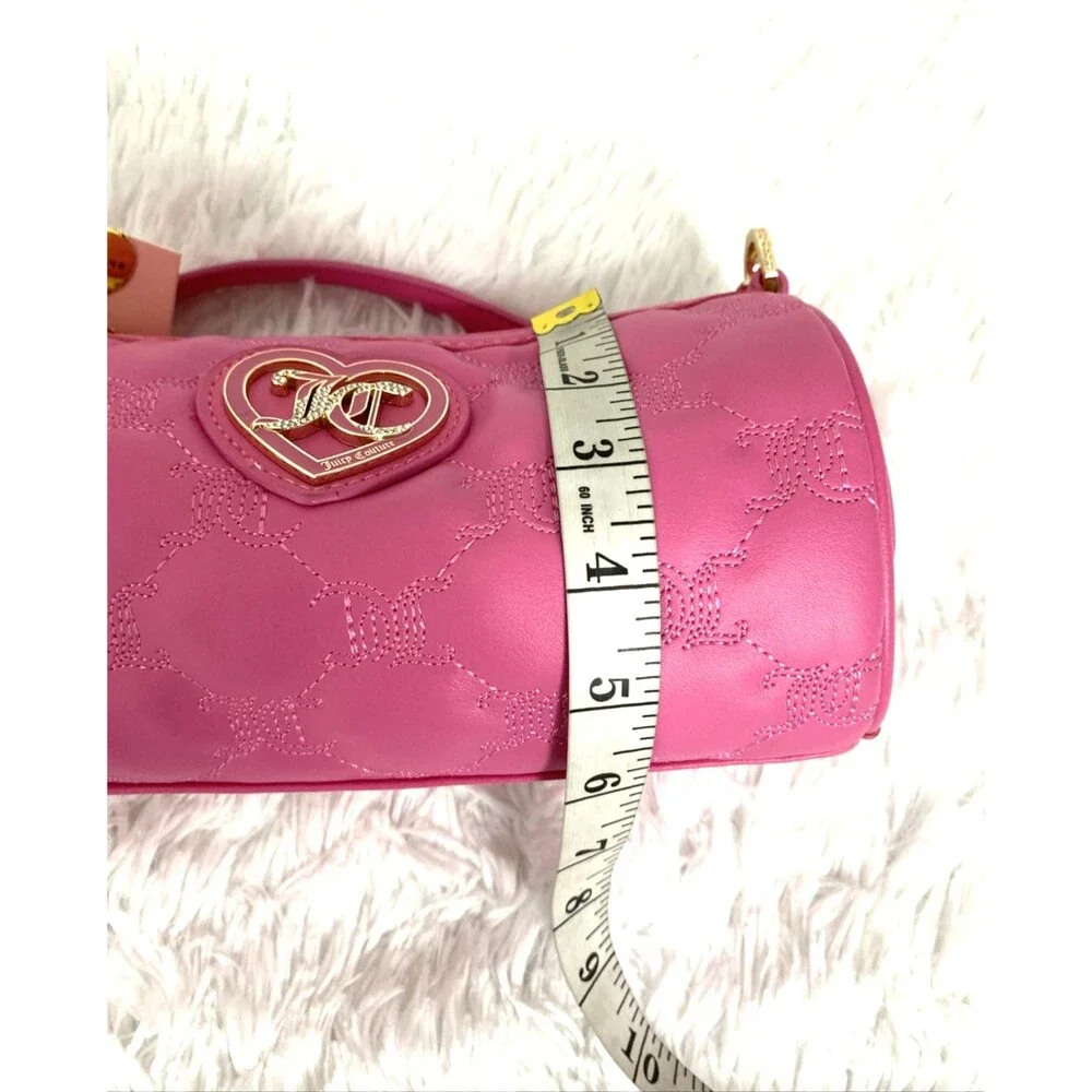 Juicy Couture Bag Pink Rhinestone Logo Barrel Shoulder Bag Handbag Purse
